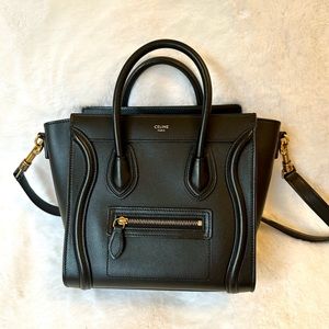 Celine nano luggage bag black calfskin